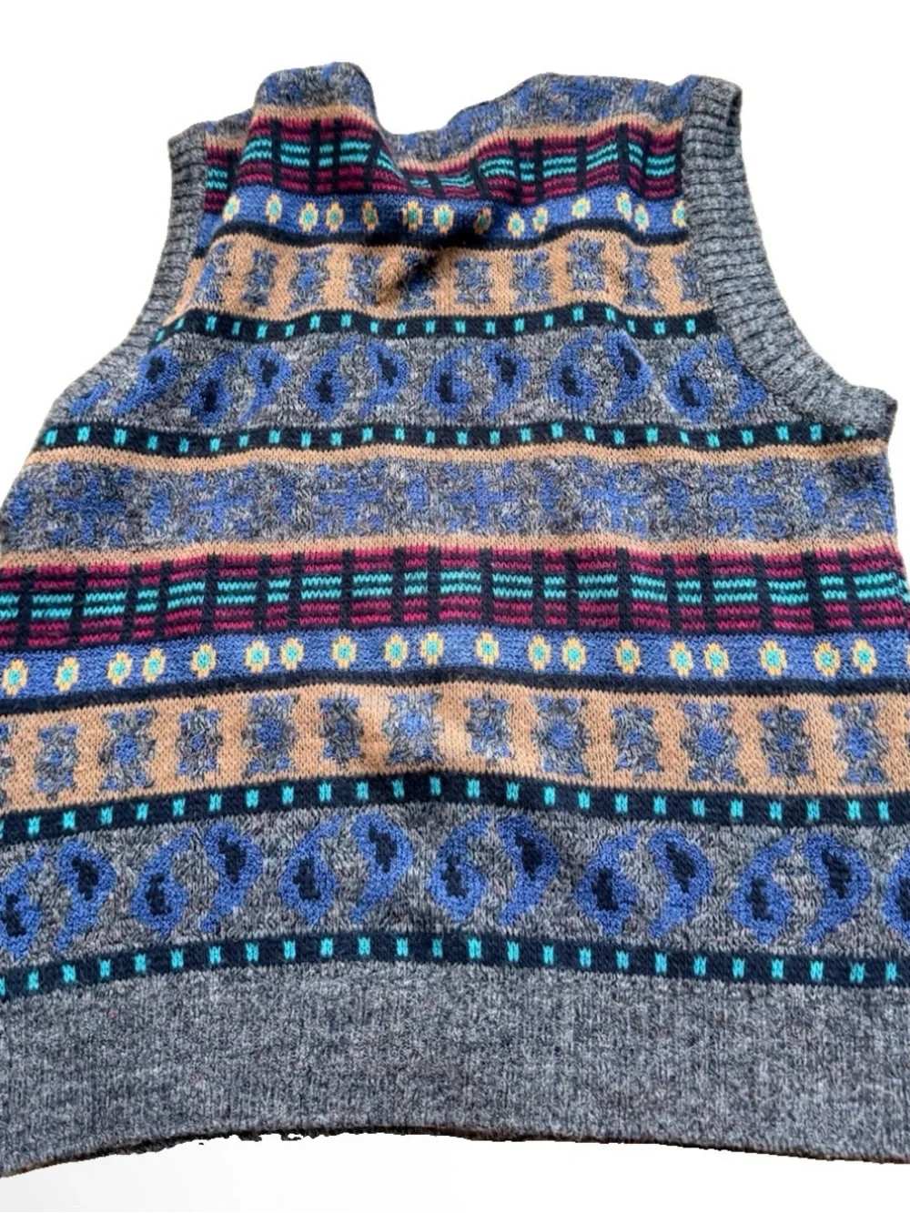 Vtg 90sfairisle London Fog Button Cardigan wool blend grandpa core boho sz xl